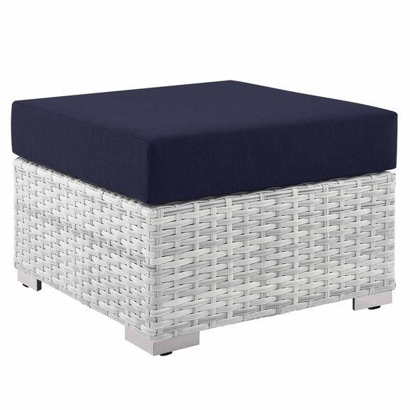 Convene Outdoor Patio Ottoman in Light Gray Navy