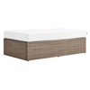 Convene Outdoor Patio Rectangle Ottoman in Cappuccino White