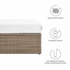Convene Outdoor Patio Rectangle Ottoman in Cappuccino White