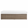 Convene Outdoor Patio Rectangle Ottoman in Cappuccino White
