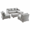 Conway 5-Piece Outdoor Patio Wicker Rattan Furniture Set in Light Gray Gray
