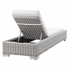 Conway Outdoor Patio Wicker Rattan Chaise Lounge in Light Gray White