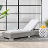 Conway Outdoor Patio Wicker Rattan Chaise Lounge in Light Gray White