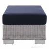 Conway Sunbrella Outdoor Patio Wicker Rattan 2-Piece Armchair and Ottoman Set in Light Gray Navy