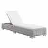 Conway Sunbrella&reg; Outdoor Patio Wicker Rattan Chaise Lounge in Light Gray White