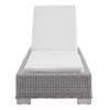 Conway Sunbrella&reg; Outdoor Patio Wicker Rattan Chaise Lounge in Light Gray White