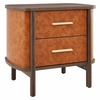 Coralie 2-Drawer Curved Vegan Leather Nightstand in Walnut Tan