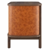 Coralie 2-Drawer Curved Vegan Leather Nightstand in Walnut Tan