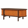Coralie Curved Vegan Leather Oval Coffee Table in Walnut Tan