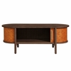 Coralie Curved Vegan Leather Oval Coffee Table in Walnut Tan