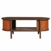 Coralie Curved Vegan Leather Oval Coffee Table in Walnut Tan