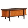 Coralie Curved Vegan Leather Oval Coffee Table in Walnut Tan