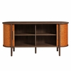 Coralie Curved Vegan Leather Oval Sideboard in Walnut Tan