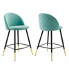 Cordial Performance Velvet Counter Stools - Set of 2 in Mint