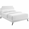 Corene Queen Vinyl Platform Bed with Round Splayed Legs in White
