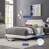 Corene Queen Vinyl Platform Bed with Round Splayed Legs in White