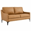 Corland Leather Loveseat in Tan