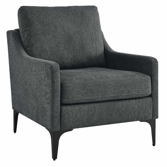 Corland Upholstered Fabric Armchair in Charcoal