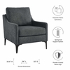 Corland Upholstered Fabric Armchair in Charcoal