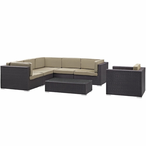 Corona 7 Piece Outdoor Patio Sectional Set