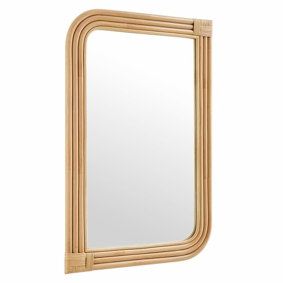 Corsica Curved Rectangle Rattan Wall Mirror in Natural