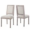 Court Dining Side Chair Upholstered Fabric Set of 2 in Beige