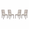 Court Dining Side Chair Upholstered Fabric Set of 4 in Beige