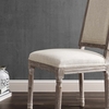 Court Vintage French Upholstered Fabric Dining Side Chair in Beige