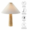 Cove Travertine Table Lamp With Pleated Shade in Travertine