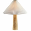 Cove Travertine Table Lamp With Pleated Shade in Travertine