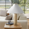 Cove Travertine Table Lamp With Pleated Shade in Travertine