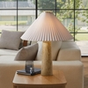 Cove Travertine Table Lamp With Pleated Shade in Travertine