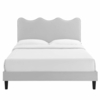 Current Performance Velvet King Platform Bed in Light Gray