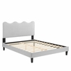 Current Performance Velvet King Platform Bed in Light Gray