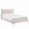 Current Performance Velvet Twin Platform Bed in Pink