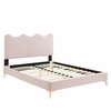 Current Performance Velvet Twin Platform Bed in Pink
