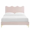 Current Performance Velvet Twin Platform Bed in Pink