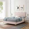 Current Performance Velvet Twin Platform Bed in Pink