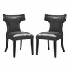 Curve Dining Chair Vinyl Set of 2 in Black