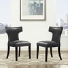 Curve Dining Chair Vinyl Set of 2 in Black