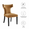 Curve Performance Velvet Dining Chairs Set of 2 in Cognac