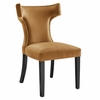 Curve Performance Velvet Dining Chairs Set of 2 in Cognac