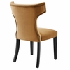 Curve Performance Velvet Dining Chairs Set of 2 in Cognac