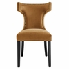 Curve Performance Velvet Dining Chairs Set of 2 in Cognac