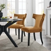 Curve Performance Velvet Dining Chairs Set of 2 in Cognac