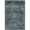 Cynara Distressed Floral PersianMedallion 5x8 Area Rug in Silver Blue/Teal and Beige