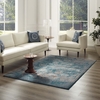 Cynara Distressed Floral PersianMedallion 5x8 Area Rug in Silver Blue/Teal and Beige