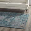 Cynara Distressed Floral PersianMedallion 5x8 Area Rug in Silver Blue/Teal and Beige