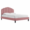 Daisy Tapered Wood Leg Performance Velvet Queen Platform Bed