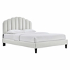 Daisy Tapered Wood Leg Performance Velvet Queen Platform Bed